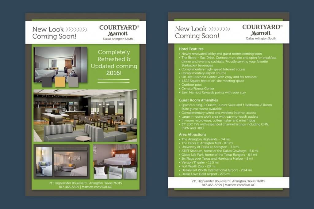 Courtyard Marriott hospitality renovation marketing flyer