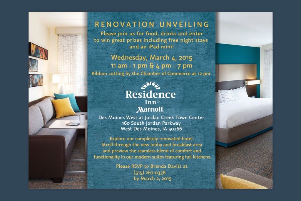 residence inn hotel renovation marketing flyer