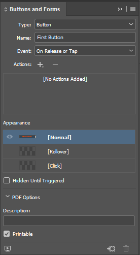 A Named Button In InDesign