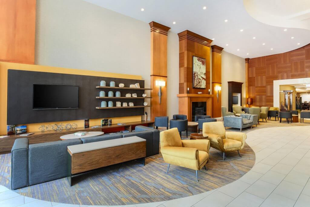 Courtyard by Marriott's new modern decored lobby